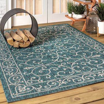 Charleston Vintage Filigree Textured Weave Indoor/outdoor Area Rug